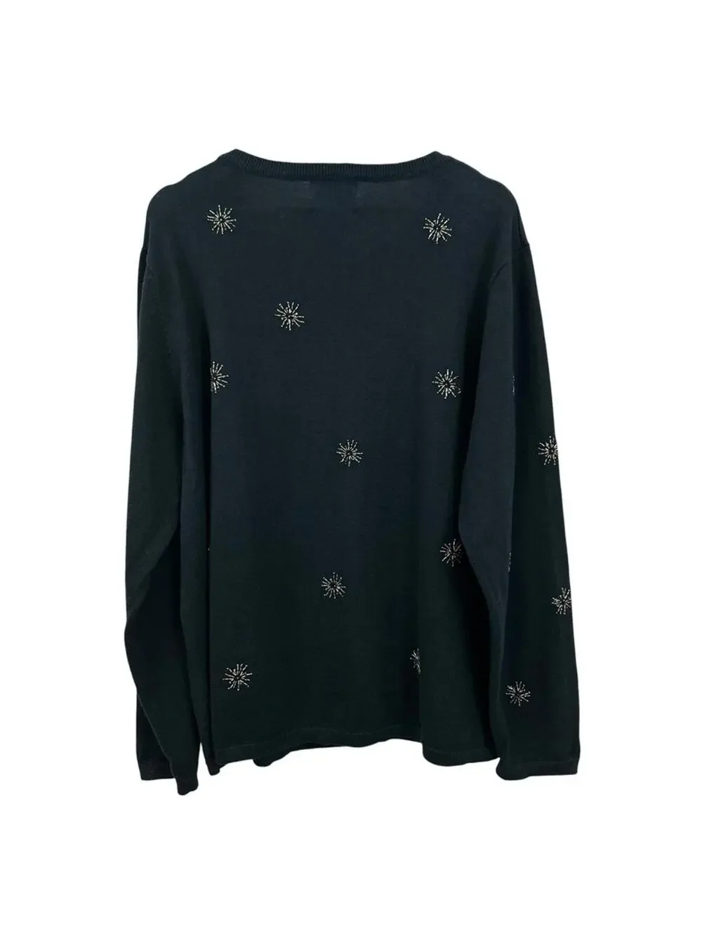 Quacker Factory Snowflakes Black Christmas Sweater Women's Size XL